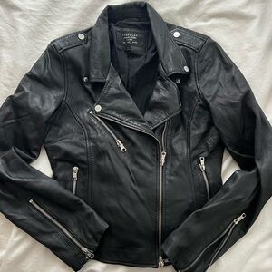 Zara Trafaluc Genuine Leather Jacket - Black